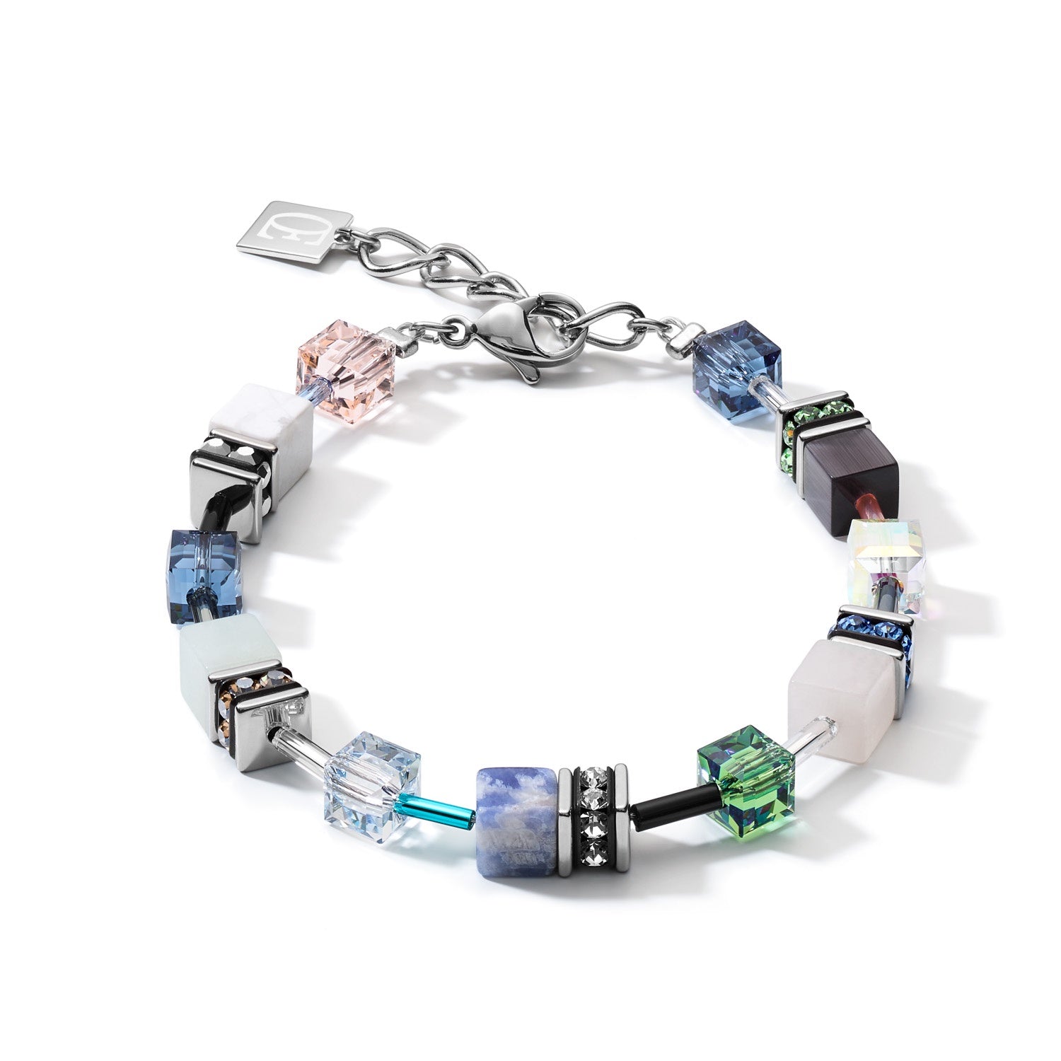 GeoCUBE Swarovski Crystals & Gemstones Blue-Green Bracelet
