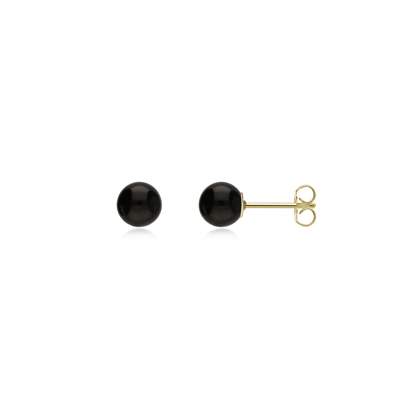 9ct Yellow Gold Whitby Jet 4mm Ball Stud Earrings