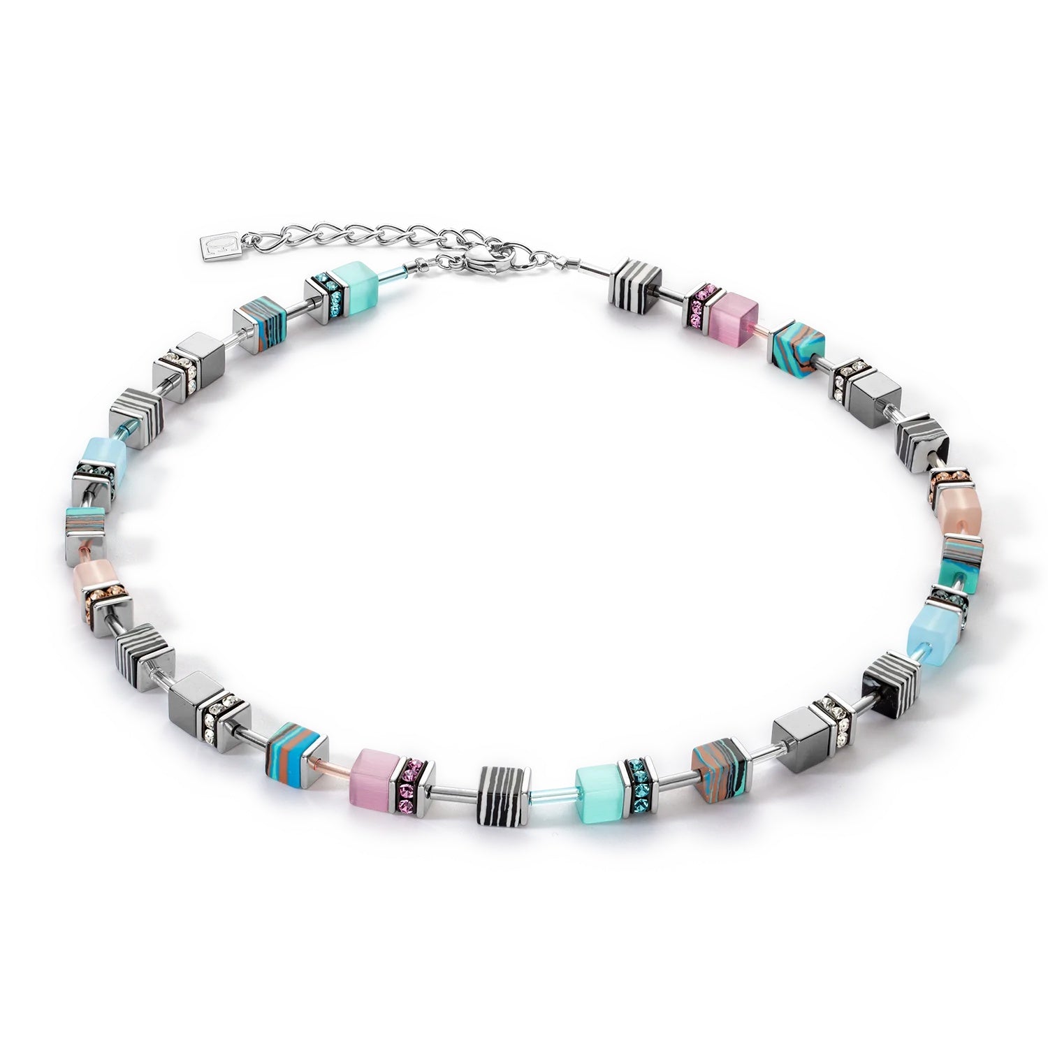 GeoCUBE Candy Necklace Aqua Pink