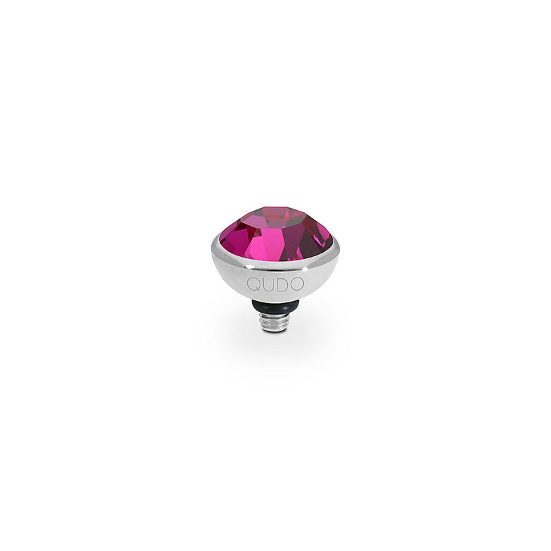 Bottone Silver and Fuchsia Crystal Ring Gem Top, 10mm