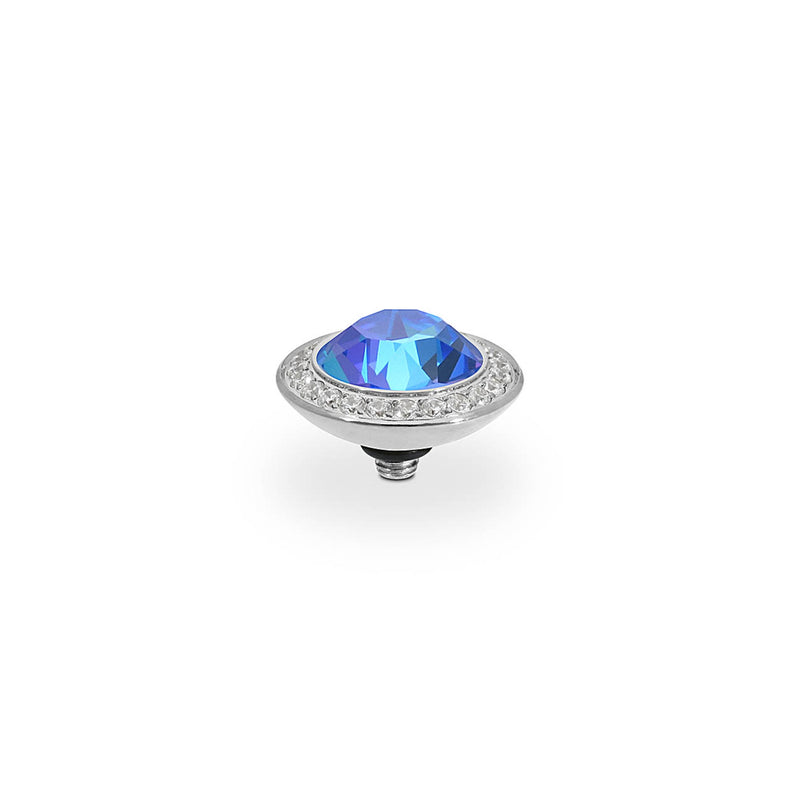 Tondo Deluxe Silver and Royal Blue Delite Crystal Ring Gem Top, 13mm