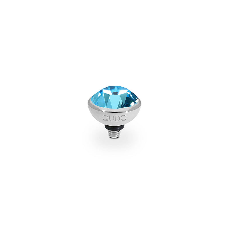 Bottone Silver and Aquamarine Crystal Ring Gem Top, 10mm