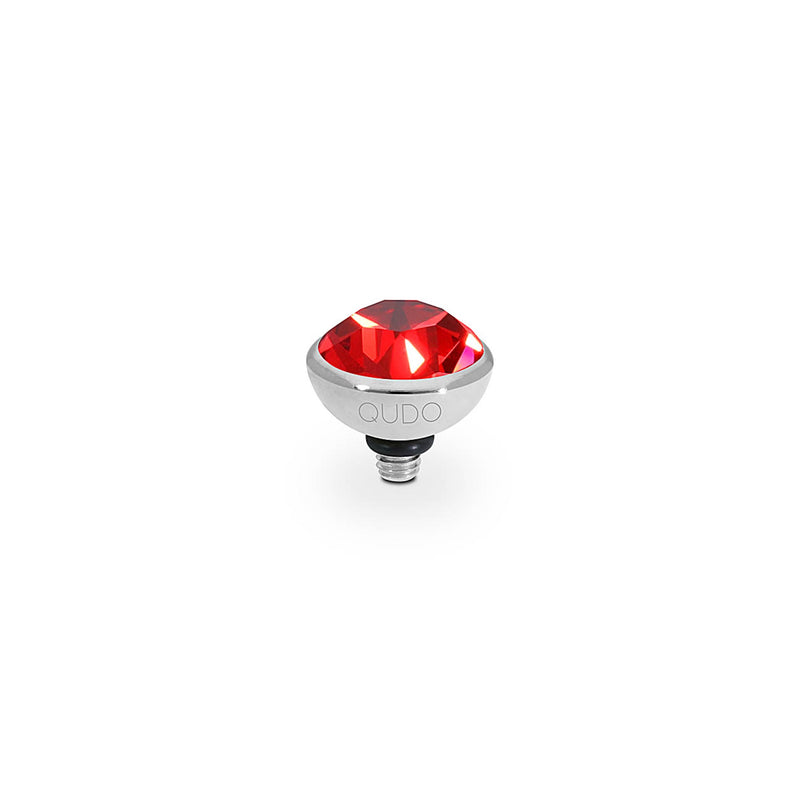 Bottone Silver and Scarlet Crystal Ring Gem Top, 10mm