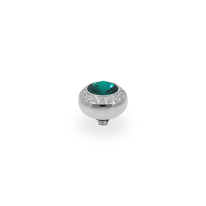 Tondo Deluxe Silver and Emerald Crystal Ring Gem Top, 10mm