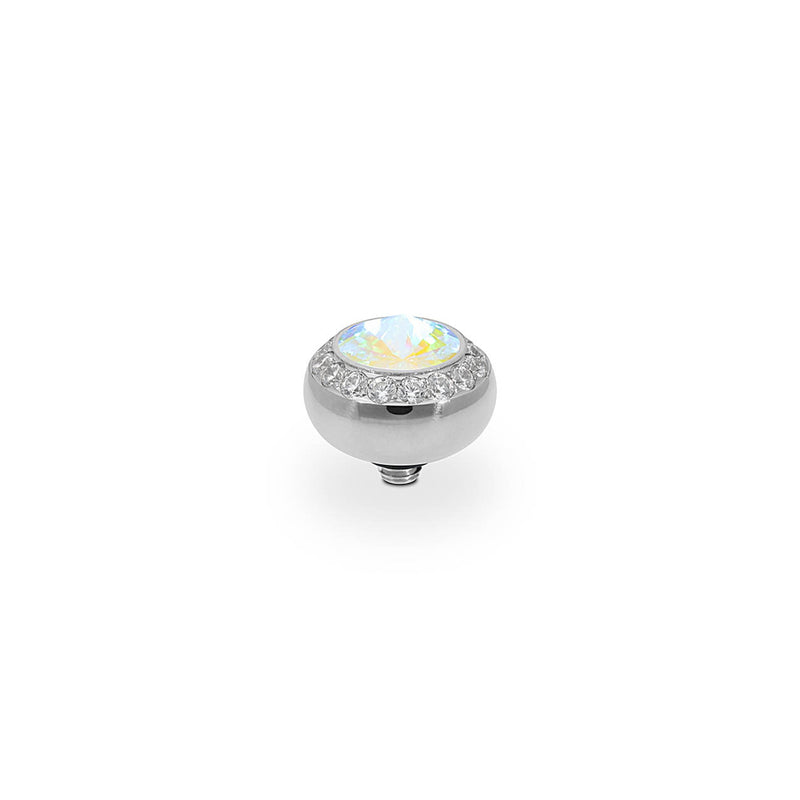 Tondo Deluxe Silver and Aurora Boreale Crystal Ring Gem Top, 10mm