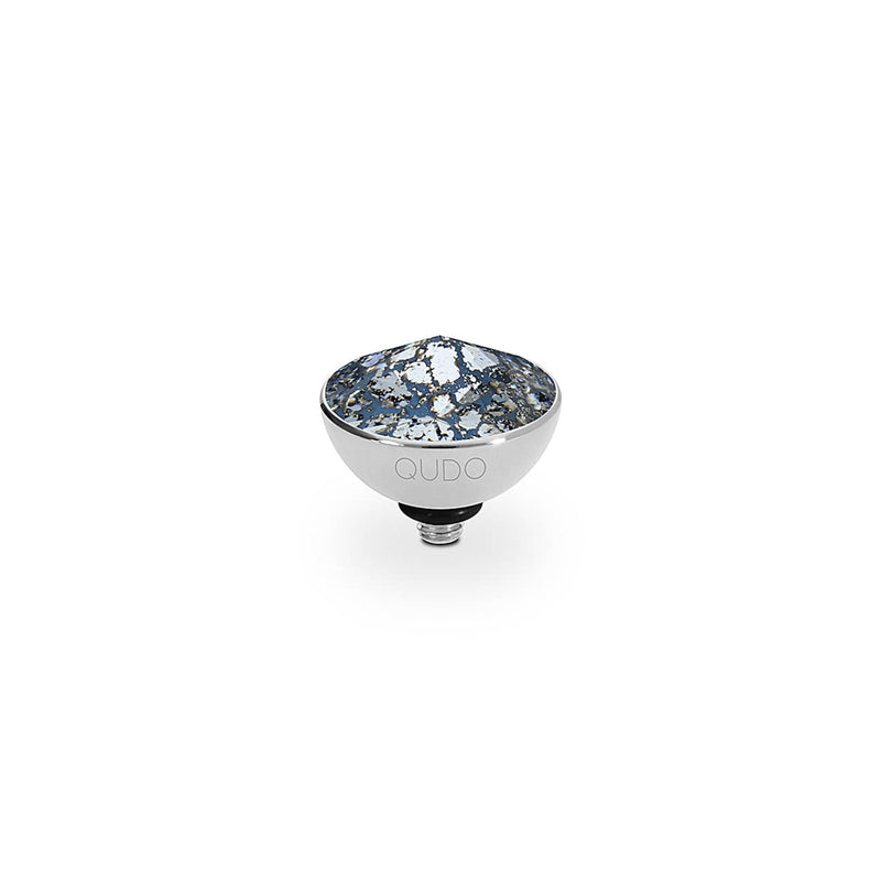Bottone Silver and Black Patina Crystal Ring Gem Top, 11.5mm