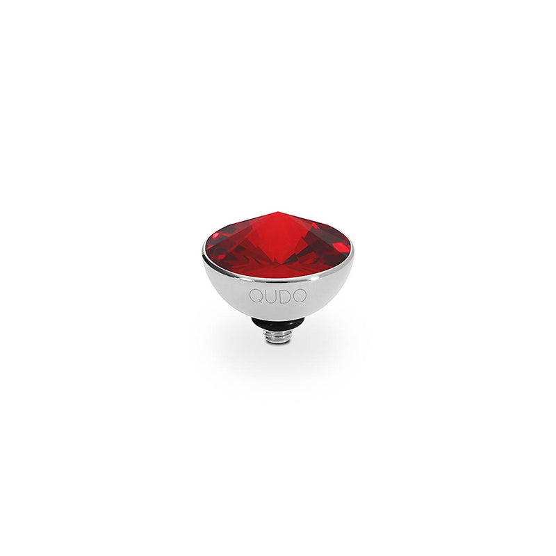 Bottone Silver and Scarlet Crystal Ring Gem Top, 11.5mm