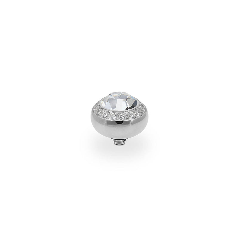 Tondo Deluxe Silver and Clear Crystal Ring Gem Top, 10mm