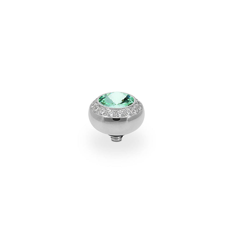 Tondo Deluxe Silver and Chrysolite Crystal Ring Gem Top, 10mm