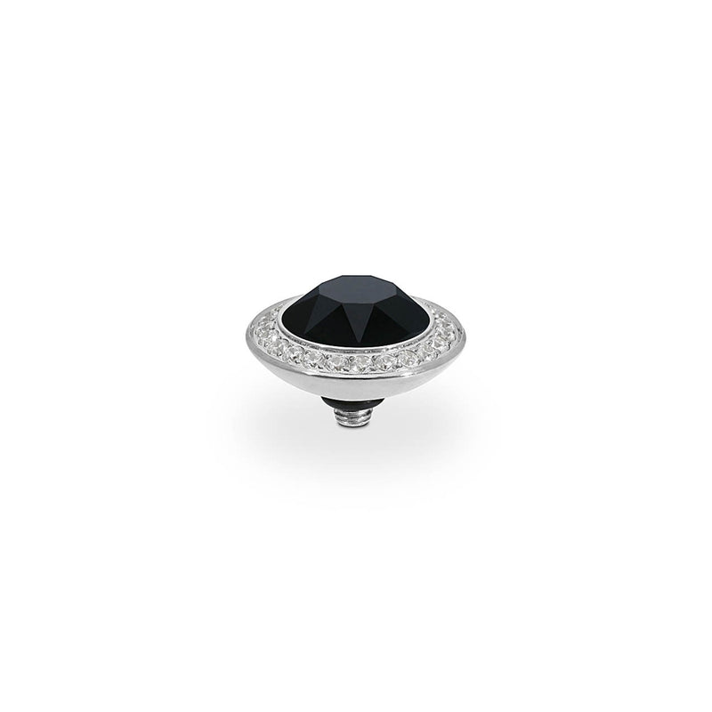 Tondo Deluxe Silver and Jet Crystal Ring Gem Top, 13mm