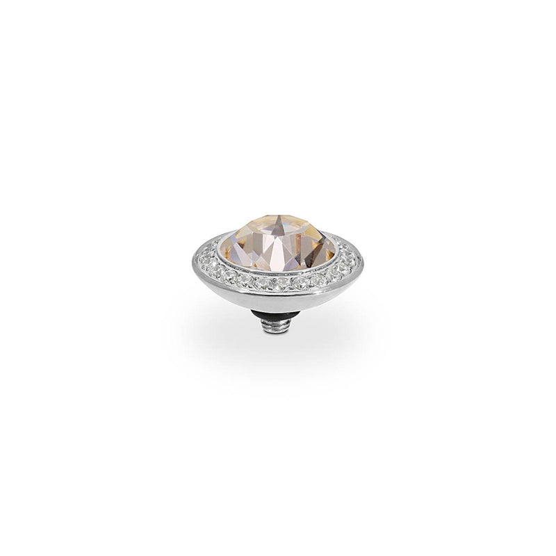 Tondo Deluxe Silver and Silk Crystal Ring Gem Top, 13mm
