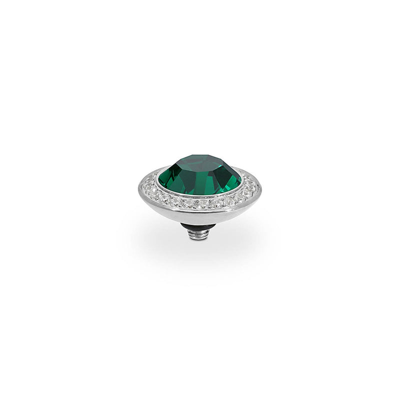 Tondo Deluxe Silver and Emerald Crystal Ring Gem Top, 13mm