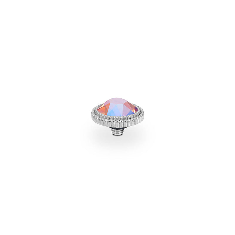 Fabero Flat Silver and Light Rose Shimmer Ring Gem Top, 10mm