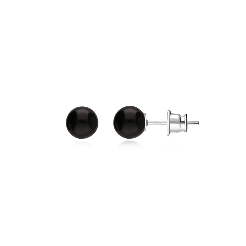 Sterling Silver Whitby Jet 6mm Ball Stud Earrings