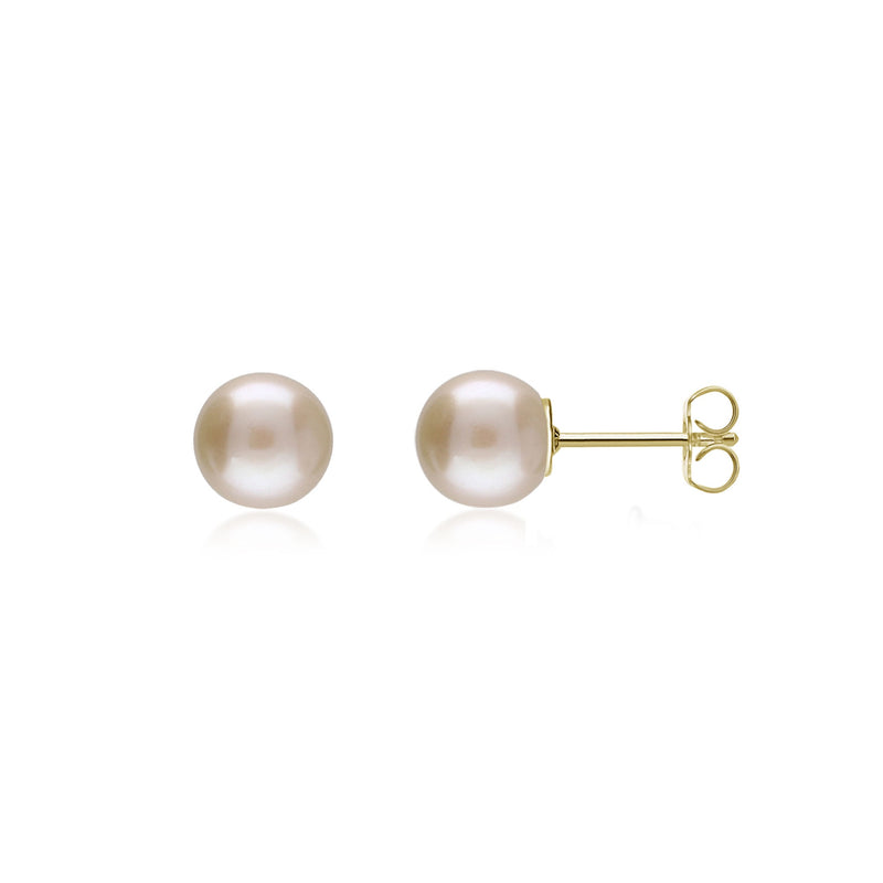 9ct Gold Pearl 8mm Ball Stud Earrings