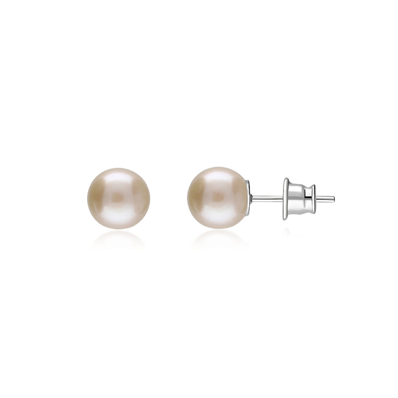 Sterling Silver Pearl 8mm Ball Stud Earrings