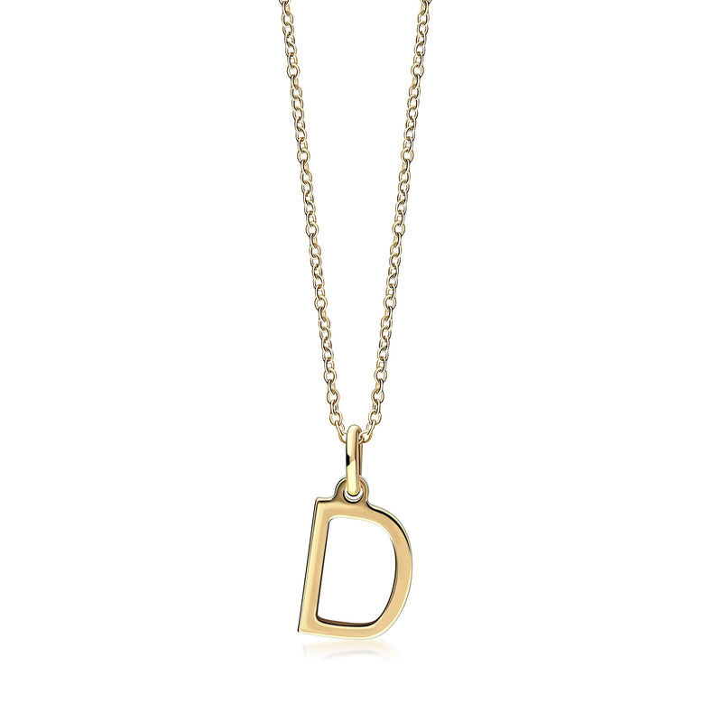 9ct Yellow Gold Initial 'D' Necklace