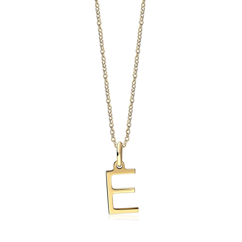 9ct Yellow Gold Initial 'E' Necklace