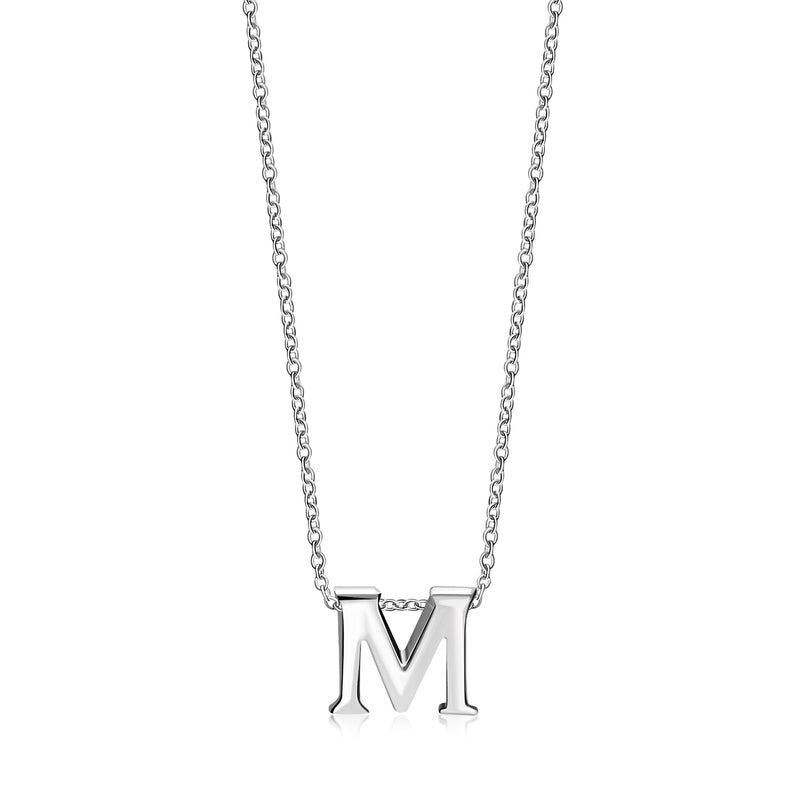 Sterling Silver Initial 'M' Necklace