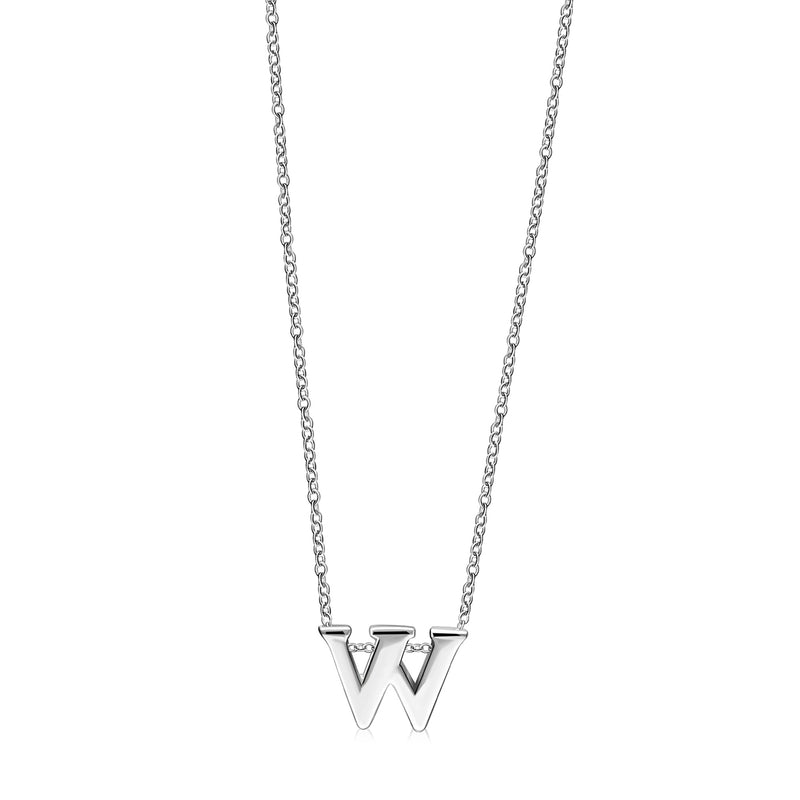 Sterling Silver Initial 'W' Necklace