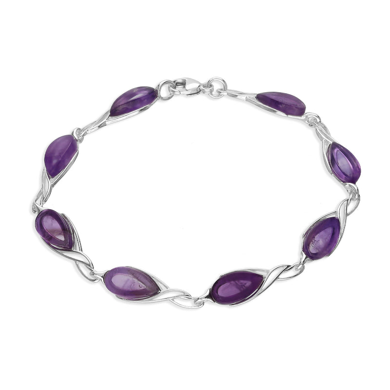 Sterling Silver Amethyst Celtic Teardrop Bracelet