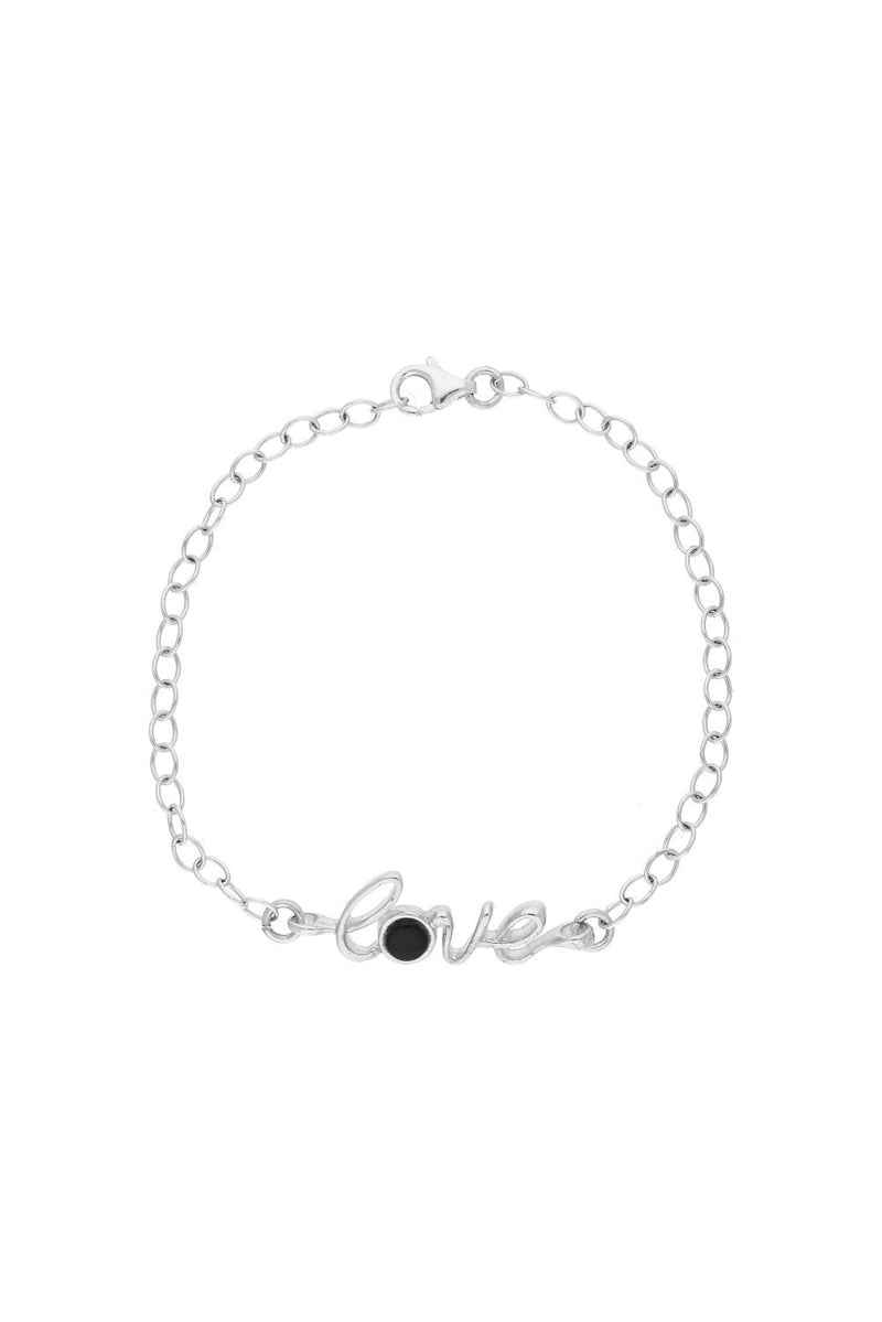 Sterling Silver Whitby Jet Love Bracelet