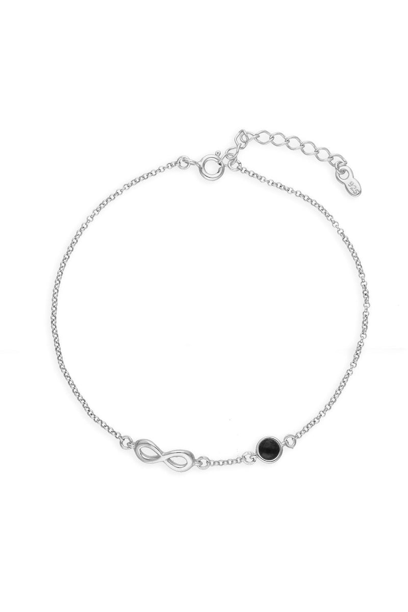 Sterling Silver Whitby Jet Infinity Bracelet