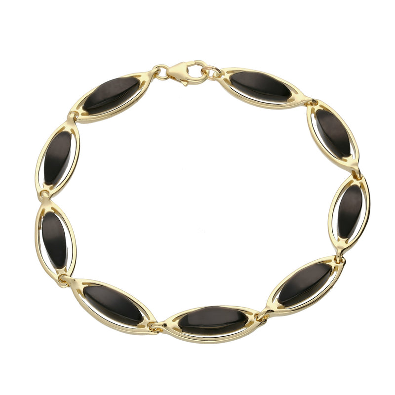 9ct Yellow Gold Whitby Jet Marquise Multi-stone Bracelet