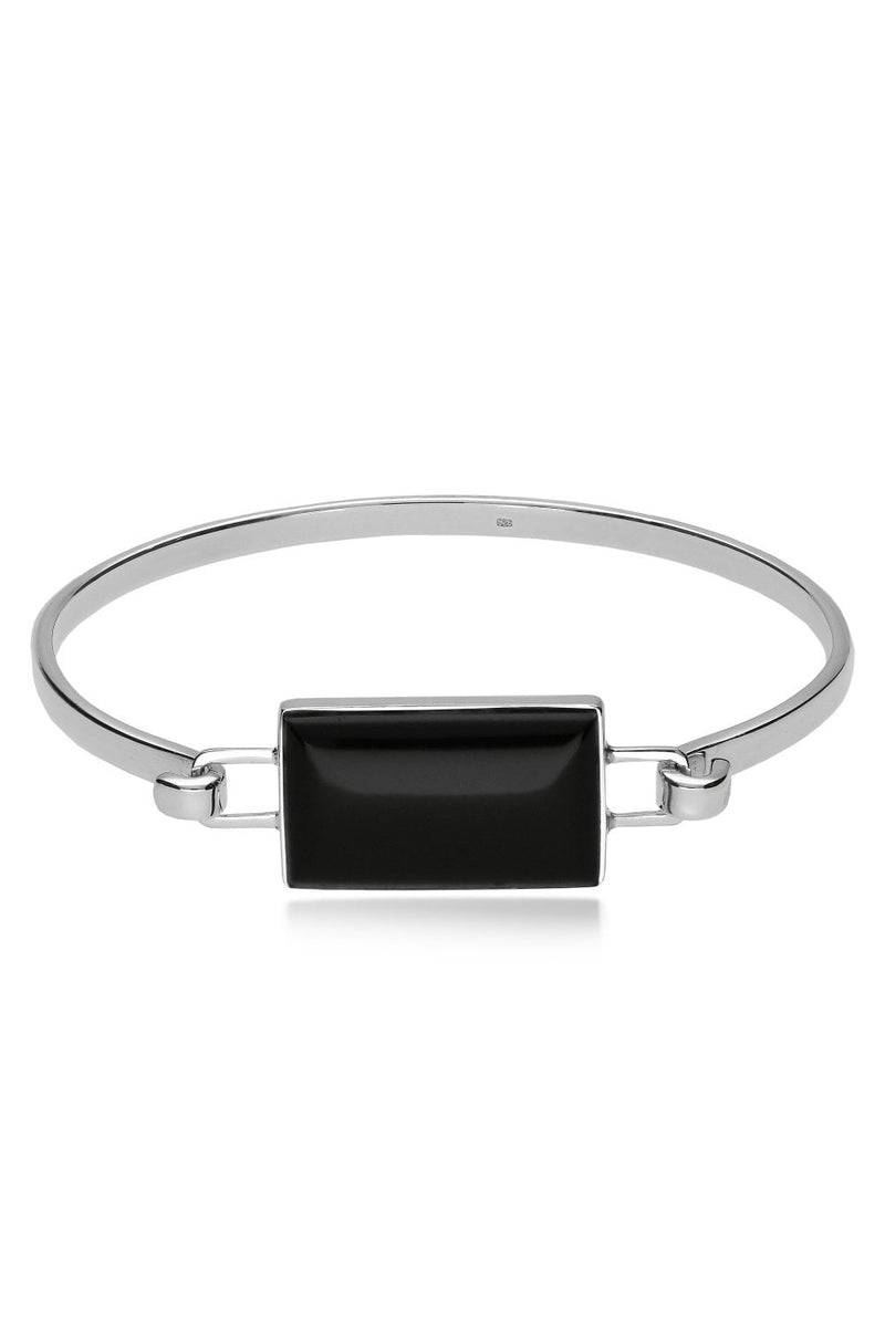 Sterling silver Whitby Jet Bold Rectangular Bangle