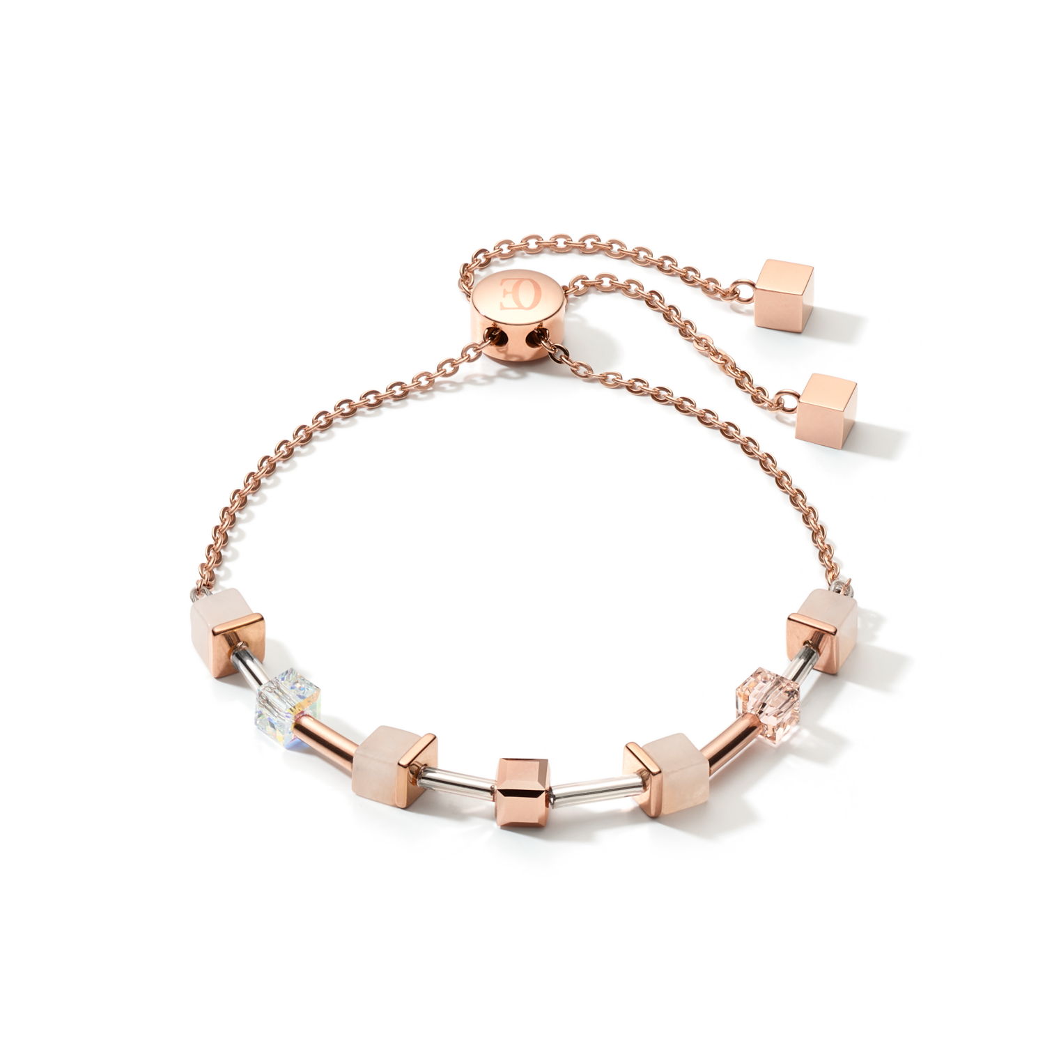 GeoCUBE Pink Aventurine Chain Rose Gold-Peach Bracelet