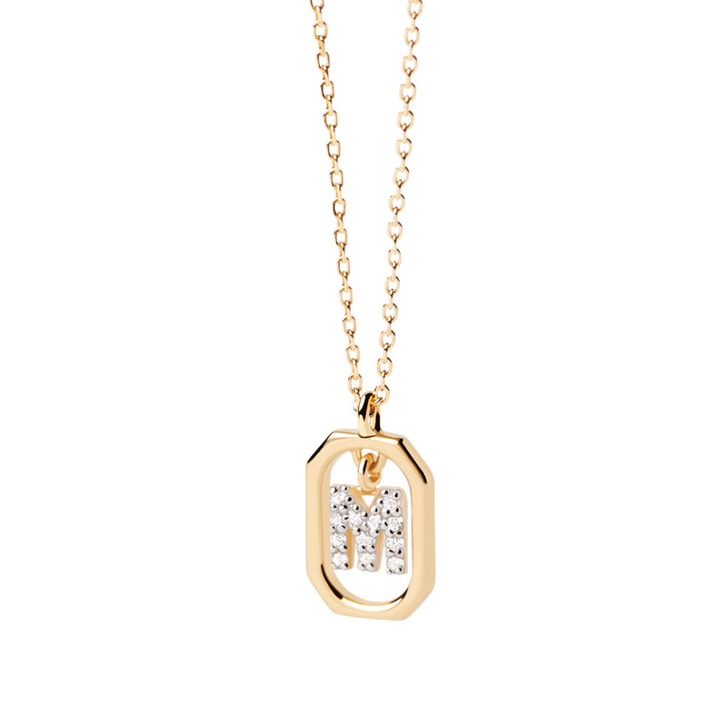 18ct Yellow Gold Vermeil Mini Letter M Necklace