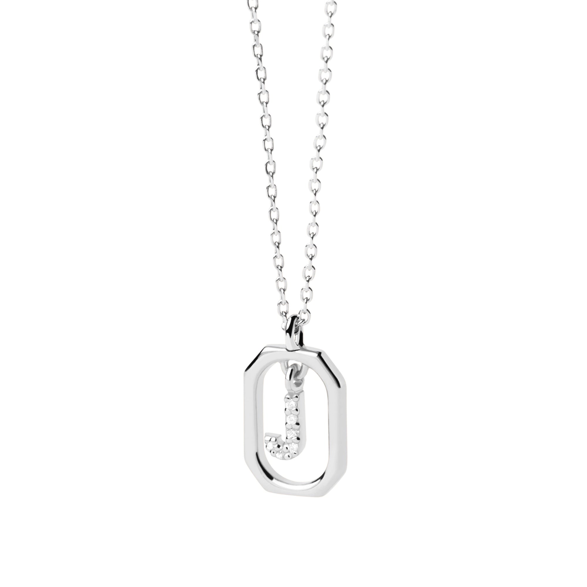 Mini Letter J Silver Necklace