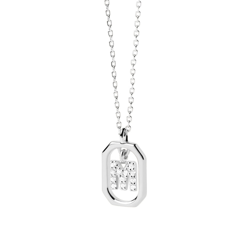 Sterling Silver Mini Letter M Necklace