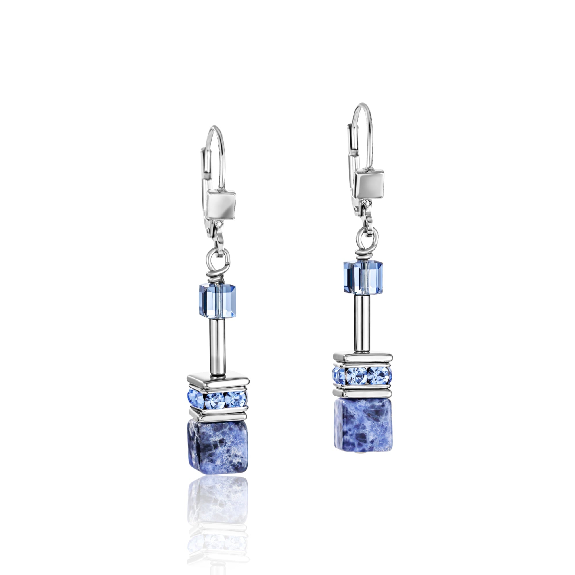GeoCUBE Sodalite & Haematite Blue Earrings