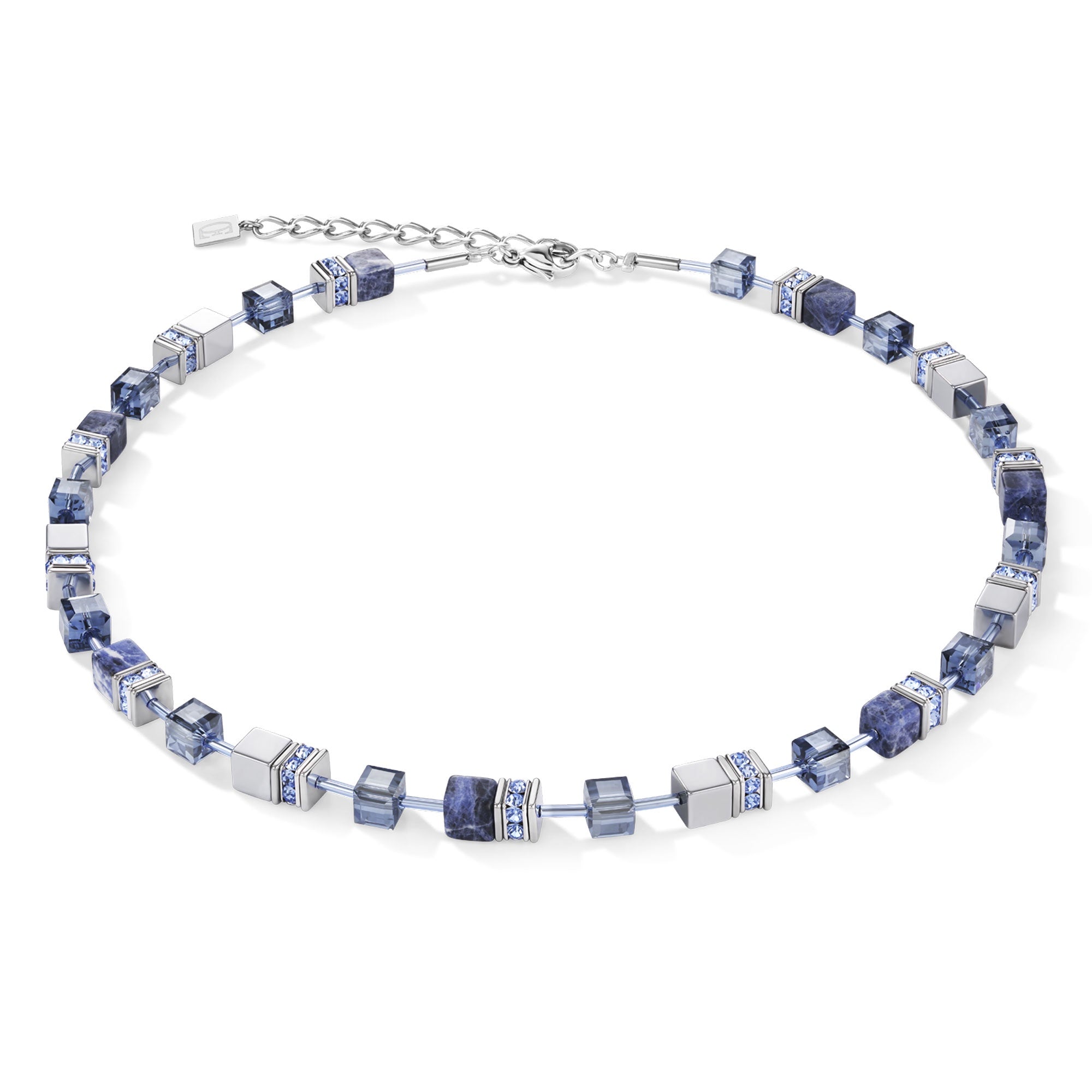 GeoCUBE Sodalite & Haematite Blue Necklace