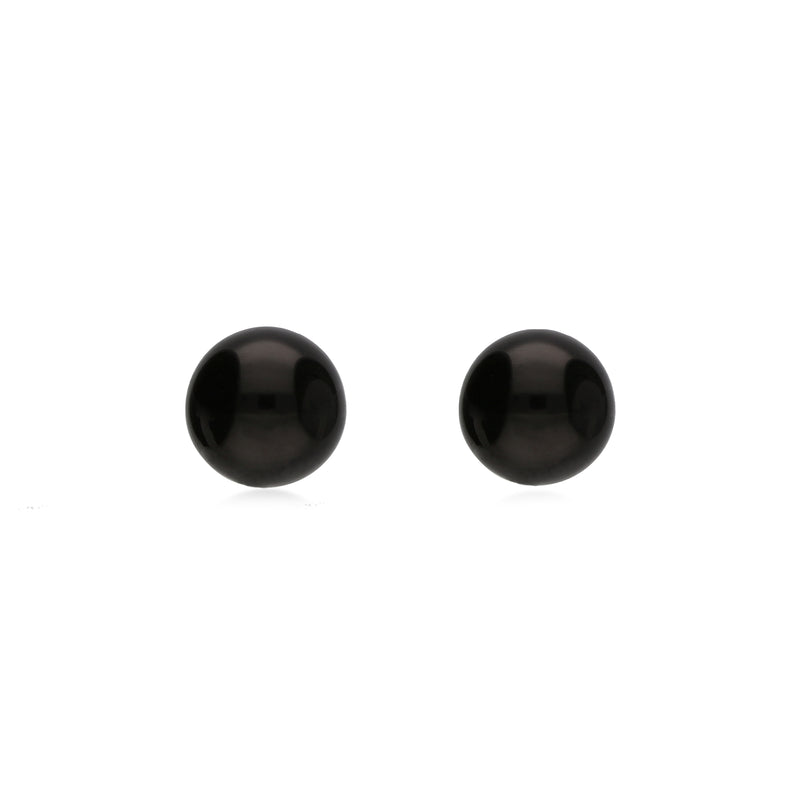Sterling Silver Whitby Jet 8mm Ball Stud Earrings
