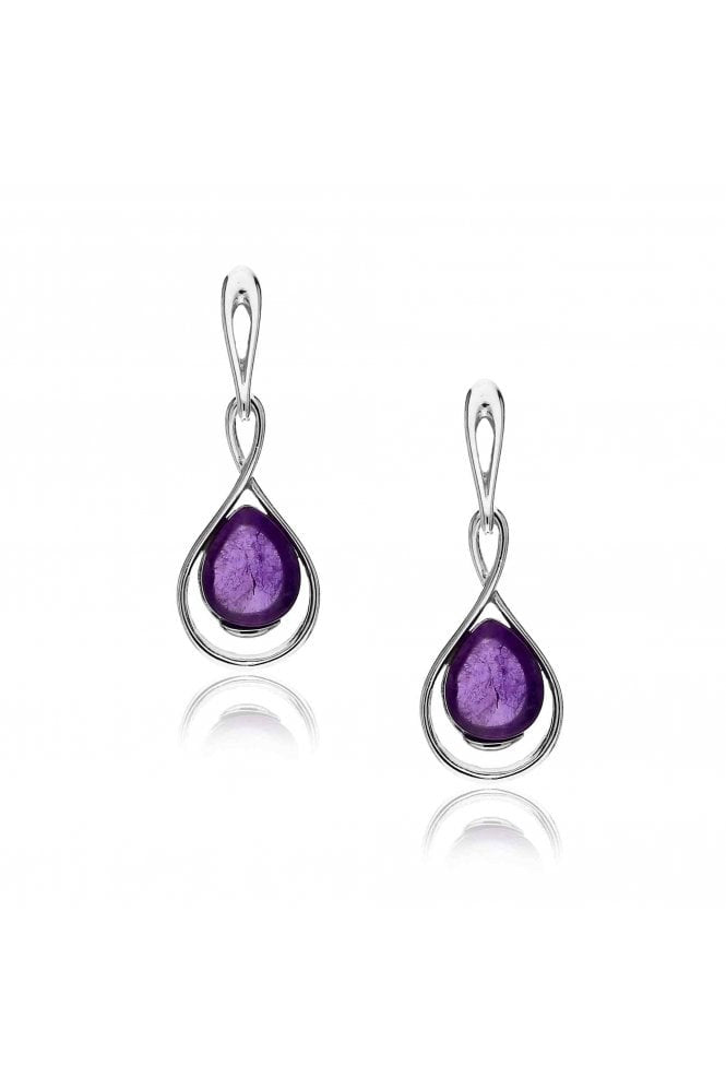 Sterling Silver Amethyst Twist Drop Earrings