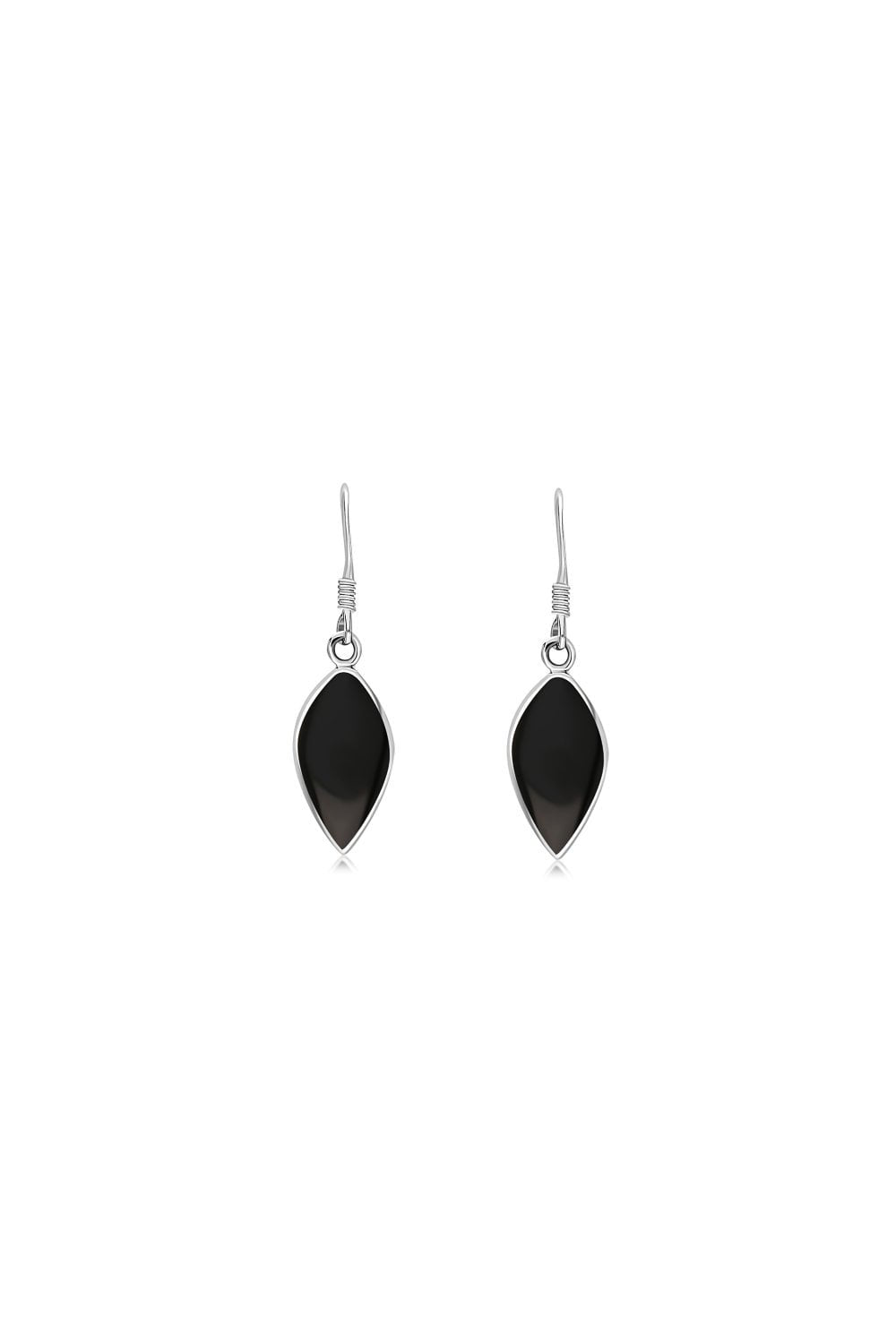 Sterling Silver Whitby Jet Inverted Pear Drop Earrings