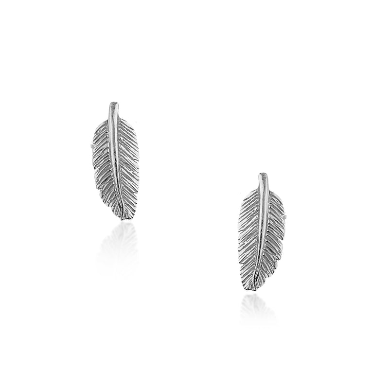 Sterling Silver Feather Stud Earrings
