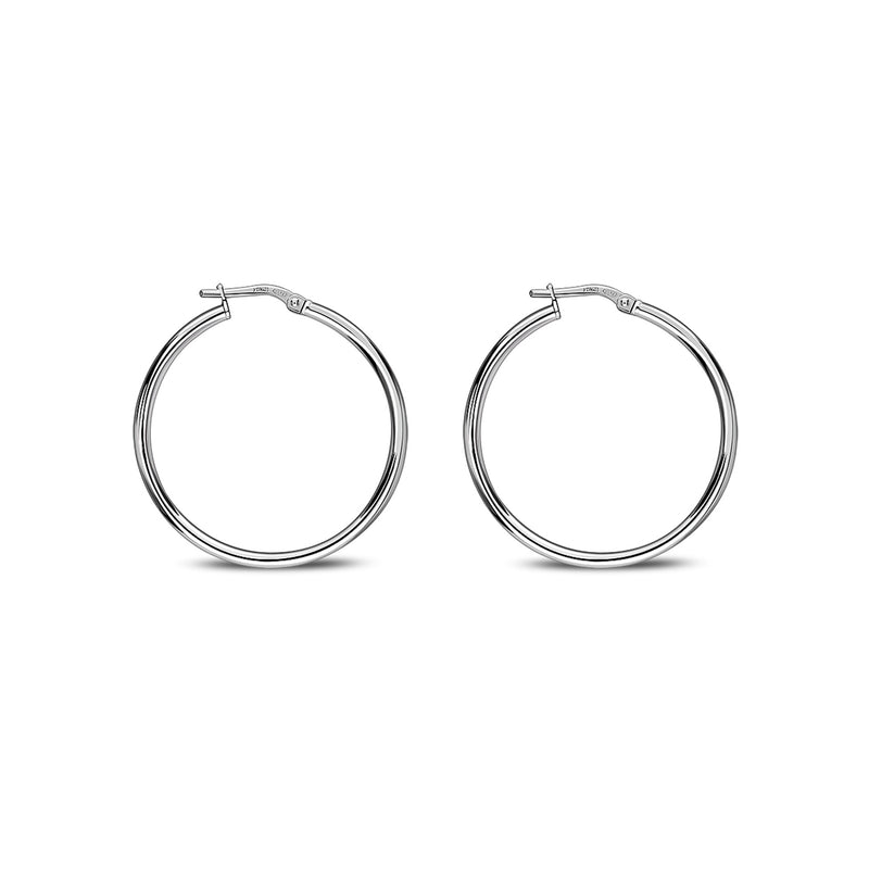 Sterling Silver 35mm Closed Round Hoop Earrings