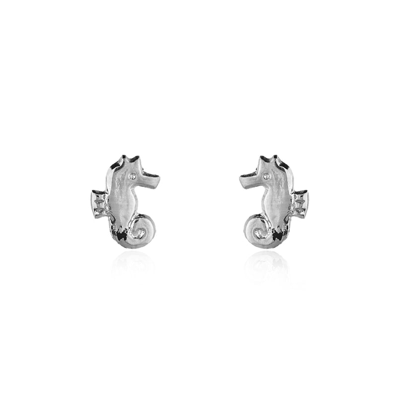 Sterling Silver Seahorse Stud Earrings