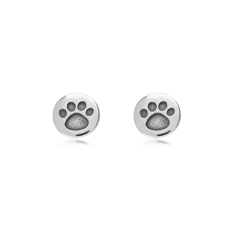 Sterling Silver Paw Print Stud Earrings