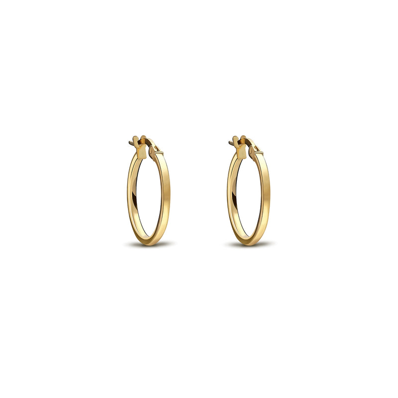 9ct Yellow Gold 20mm Classic Squared Hoop Earrings