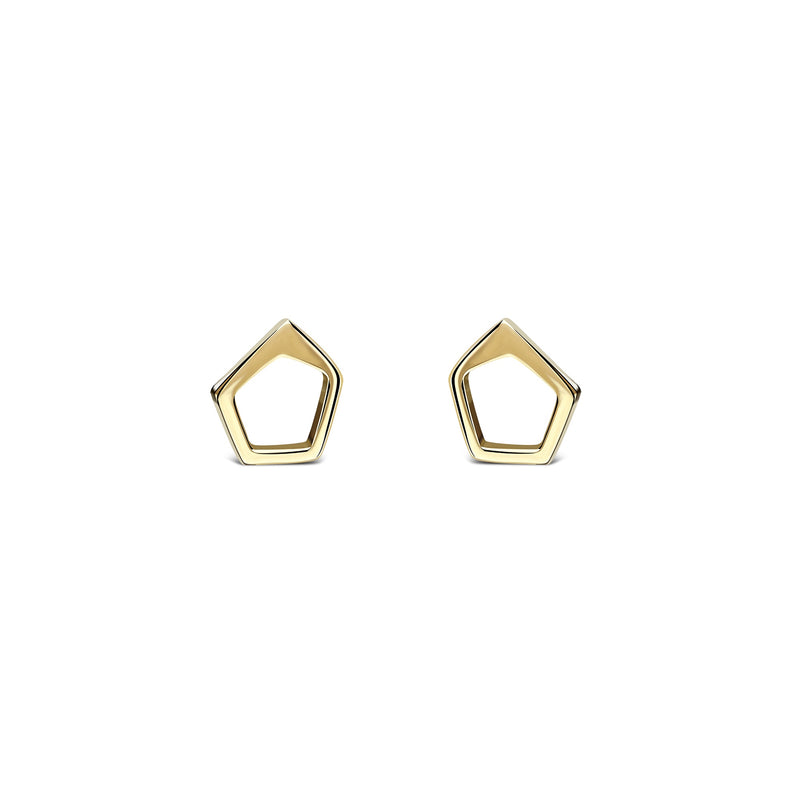 9ct Gold Pentagon Shape Stud Earrings