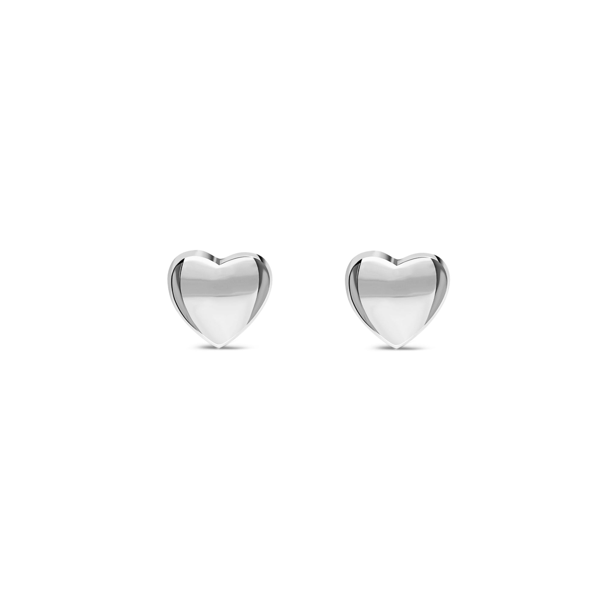 Sterling Silver Large Plain Heart Stud Earrings