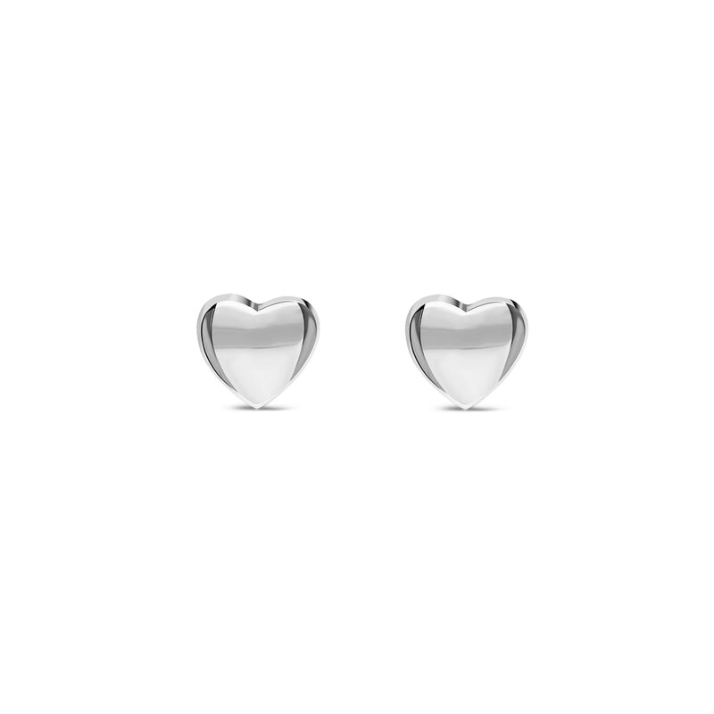 Sterling Silver Large Plain Heart Stud Earrings