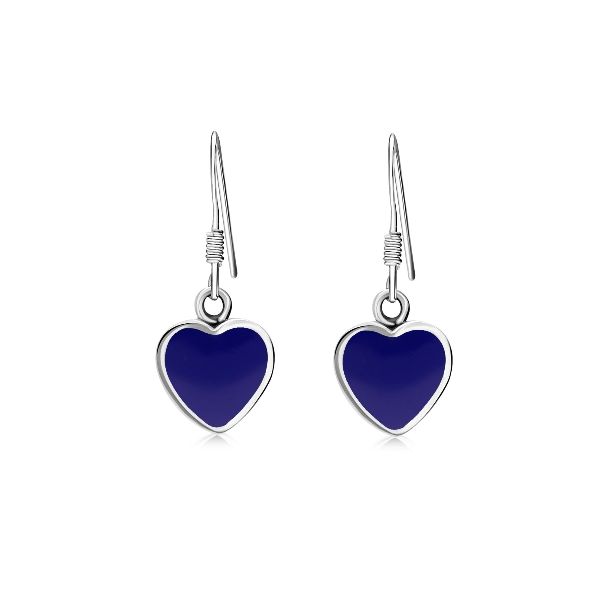Sterling Silver Lapis Lazuli Heart Drop Earrings