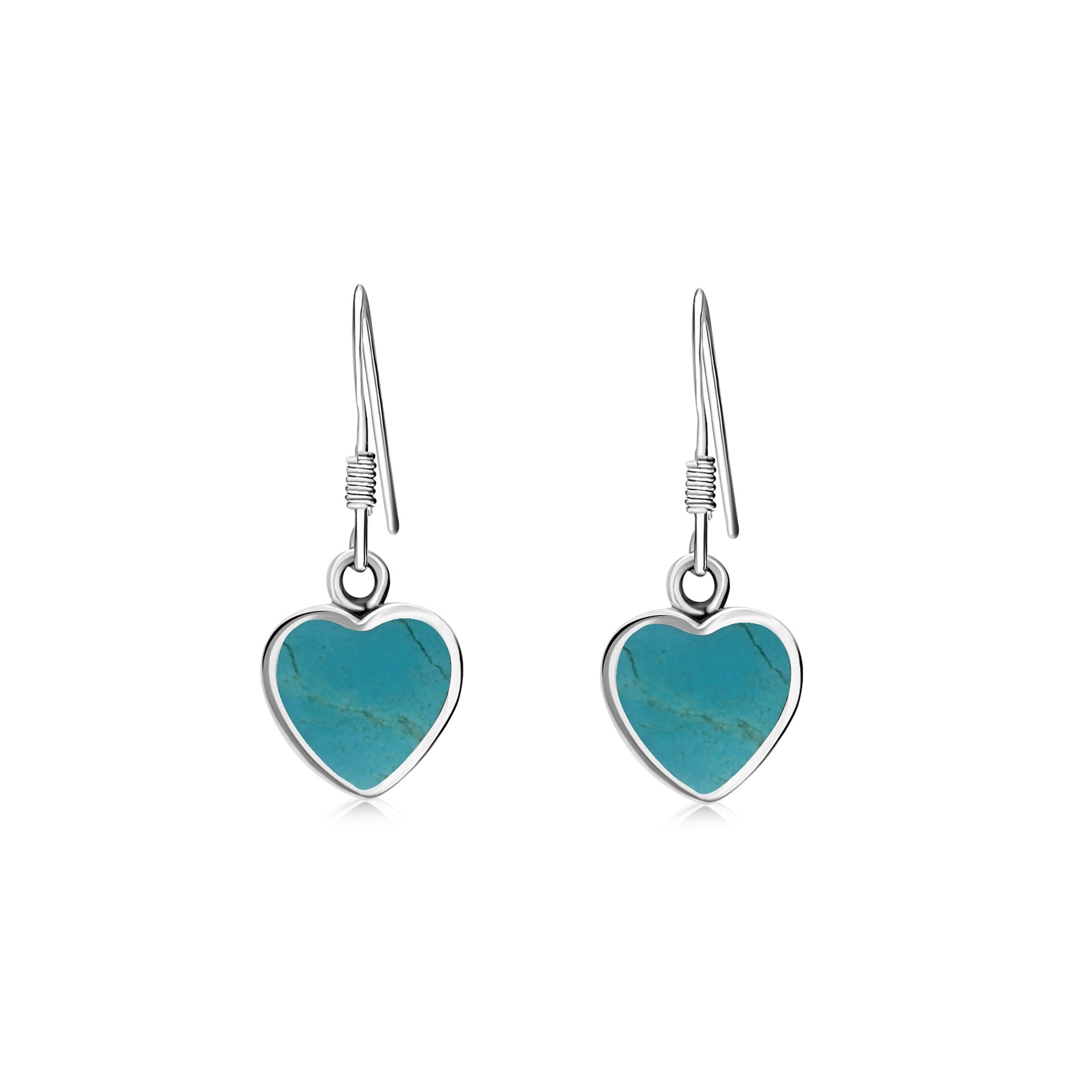 Sterling Silver Turquoise Heart Drop Earrings