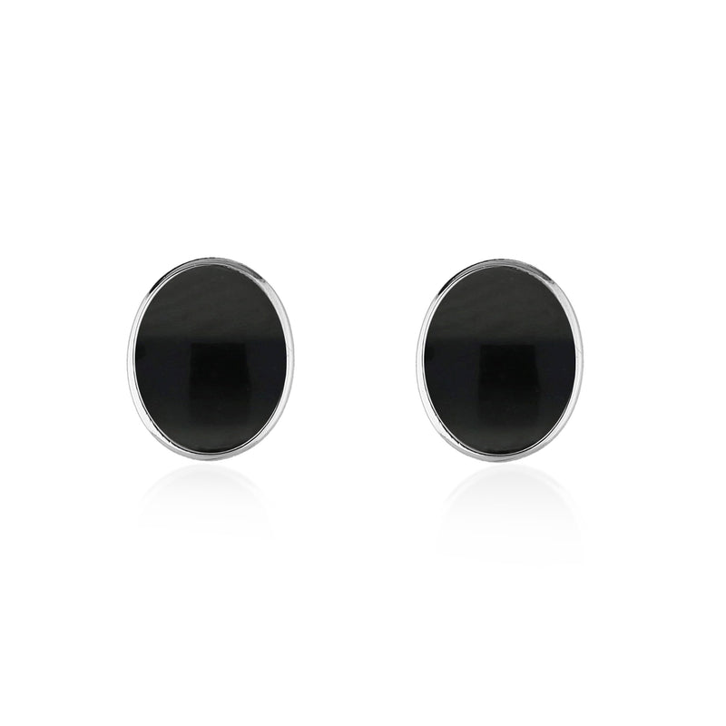 Sterling Silver Whitby Jet Oval Studs