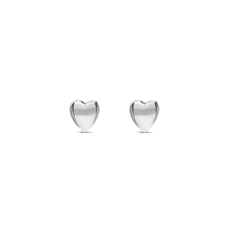 Sterling Silver Plain Heart Stud Earrings